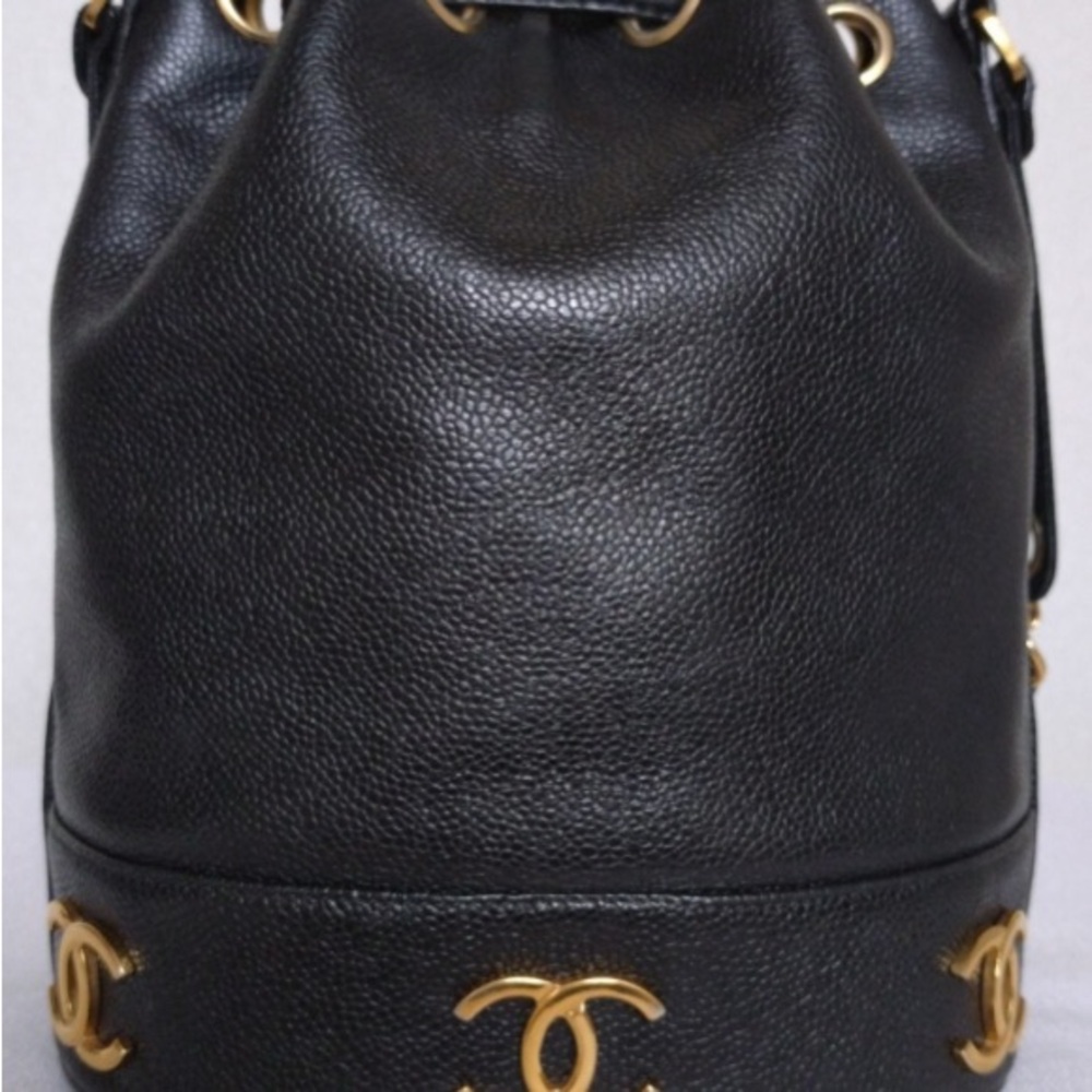Chanel Caviar Triple CC Shoulder Bag Blk-  24K Gold plated - Vintage/w COA - Picture 4 of 10